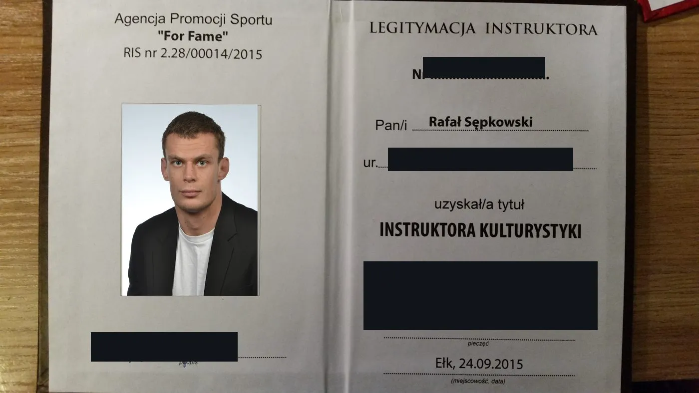 Legitymacja instruktora kulturystyki